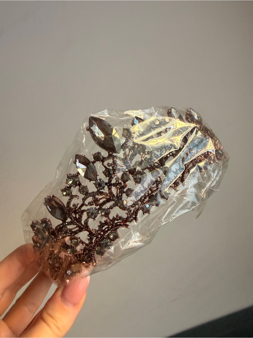 Elegant Dark Crystal Bridal Headband - Unbranded